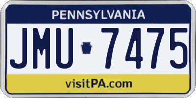 PA license plate JMU7475