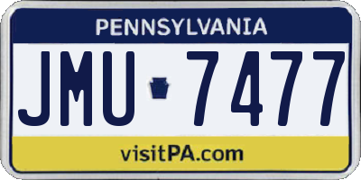 PA license plate JMU7477
