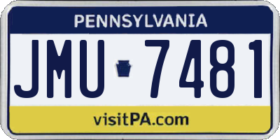 PA license plate JMU7481