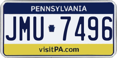 PA license plate JMU7496