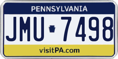 PA license plate JMU7498