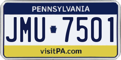 PA license plate JMU7501