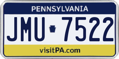 PA license plate JMU7522