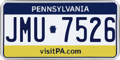 PA license plate JMU7526