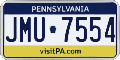 PA license plate JMU7554