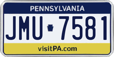 PA license plate JMU7581