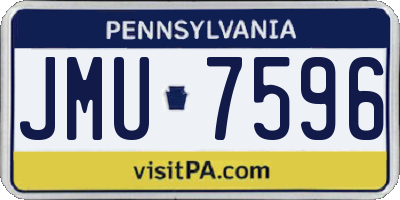 PA license plate JMU7596