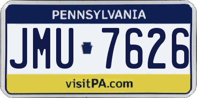 PA license plate JMU7626