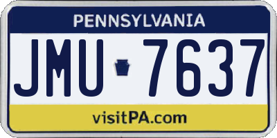 PA license plate JMU7637
