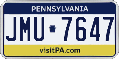 PA license plate JMU7647