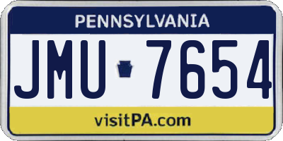 PA license plate JMU7654