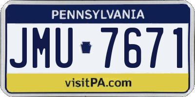 PA license plate JMU7671