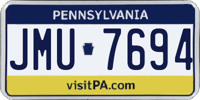 PA license plate JMU7694