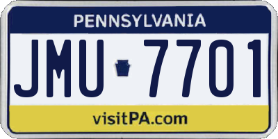 PA license plate JMU7701
