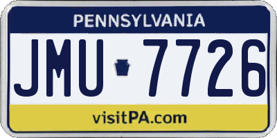 PA license plate JMU7726