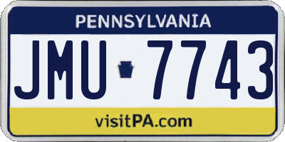 PA license plate JMU7743