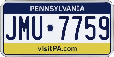 PA license plate JMU7759
