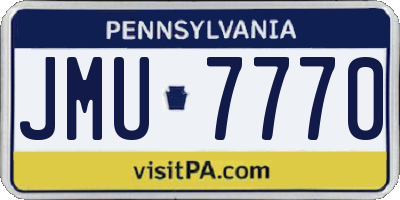 PA license plate JMU7770