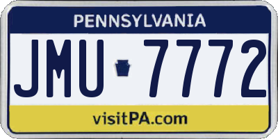 PA license plate JMU7772