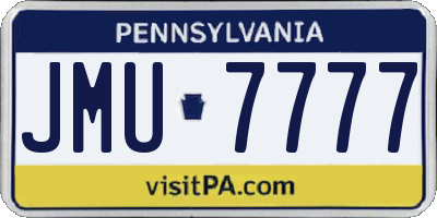 PA license plate JMU7777