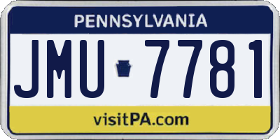 PA license plate JMU7781