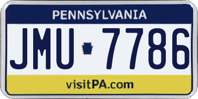 PA license plate JMU7786