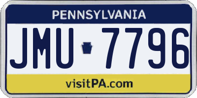 PA license plate JMU7796