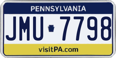 PA license plate JMU7798