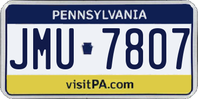 PA license plate JMU7807