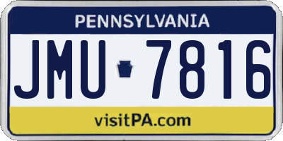 PA license plate JMU7816