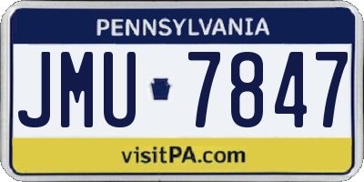 PA license plate JMU7847
