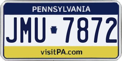 PA license plate JMU7872