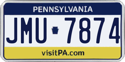 PA license plate JMU7874