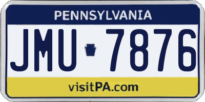 PA license plate JMU7876