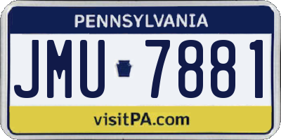 PA license plate JMU7881