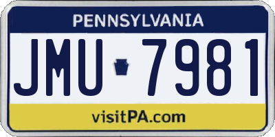 PA license plate JMU7981