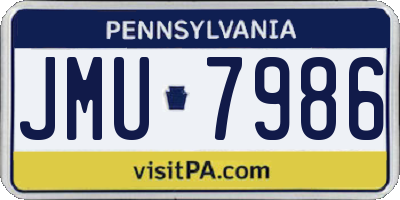 PA license plate JMU7986