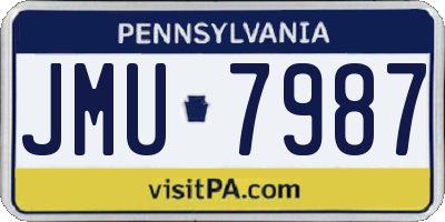 PA license plate JMU7987