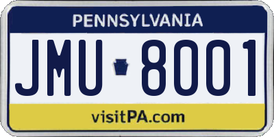 PA license plate JMU8001