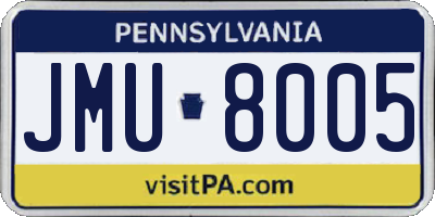 PA license plate JMU8005