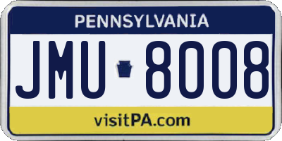 PA license plate JMU8008