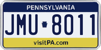 PA license plate JMU8011