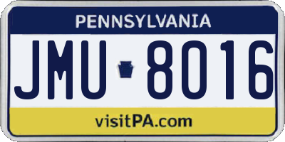 PA license plate JMU8016