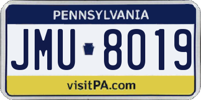 PA license plate JMU8019