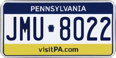 PA license plate JMU8022