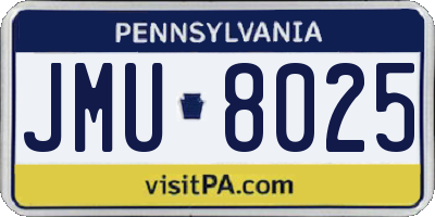 PA license plate JMU8025