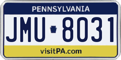 PA license plate JMU8031