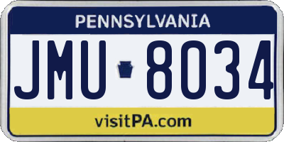 PA license plate JMU8034