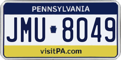 PA license plate JMU8049