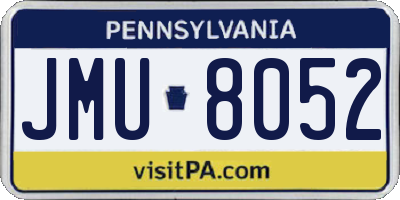 PA license plate JMU8052